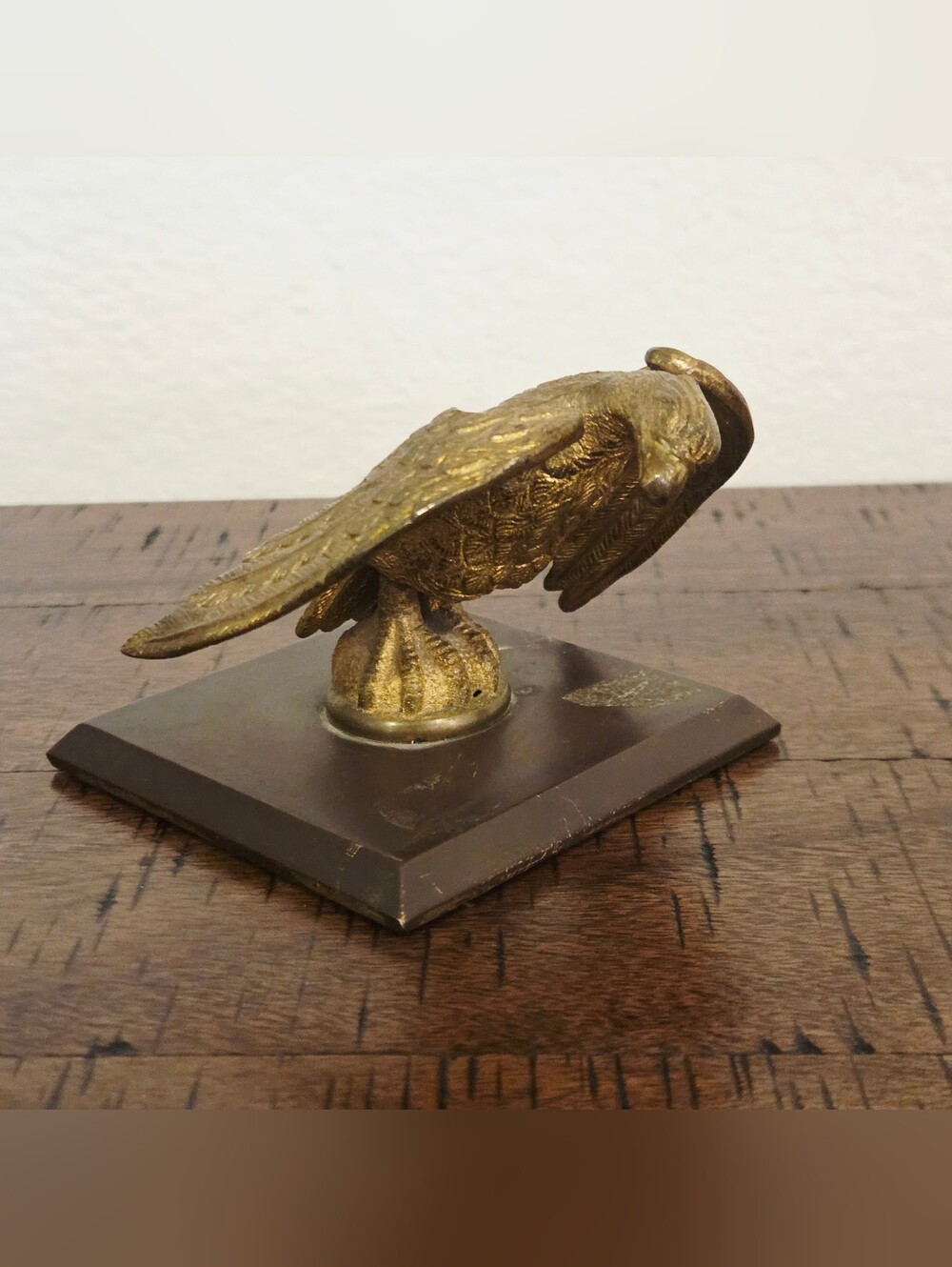 Antique American EAGLE Finial Flag Pole Topper Brass Stand Desk Decor